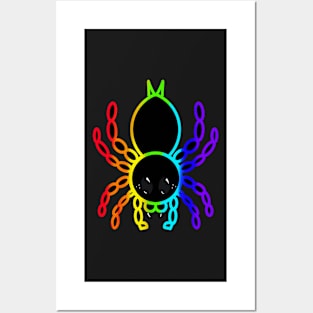 Colorful Cartoon Tarantula (Black Background) Posters and Art